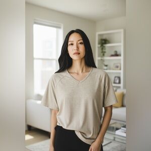 Aegean - EC - Elegant Beige V-Neck Women's Top